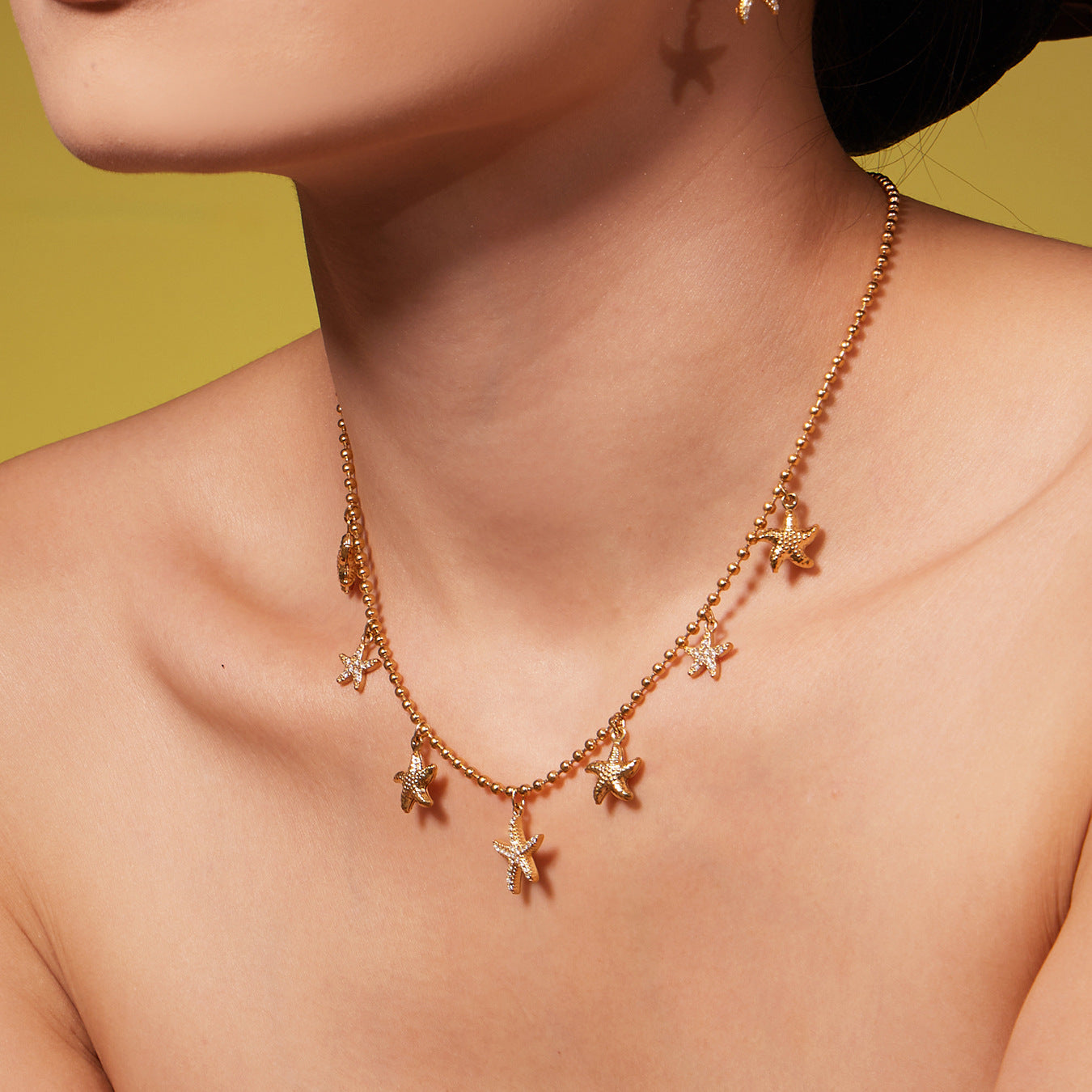 Ocean Starfish Jewelry Set – Stainless Steel Necklace, Bracelet, Earrings & Anklet | Beach Style Fashion Jewelry | Hypoallergenic Gift for Women
