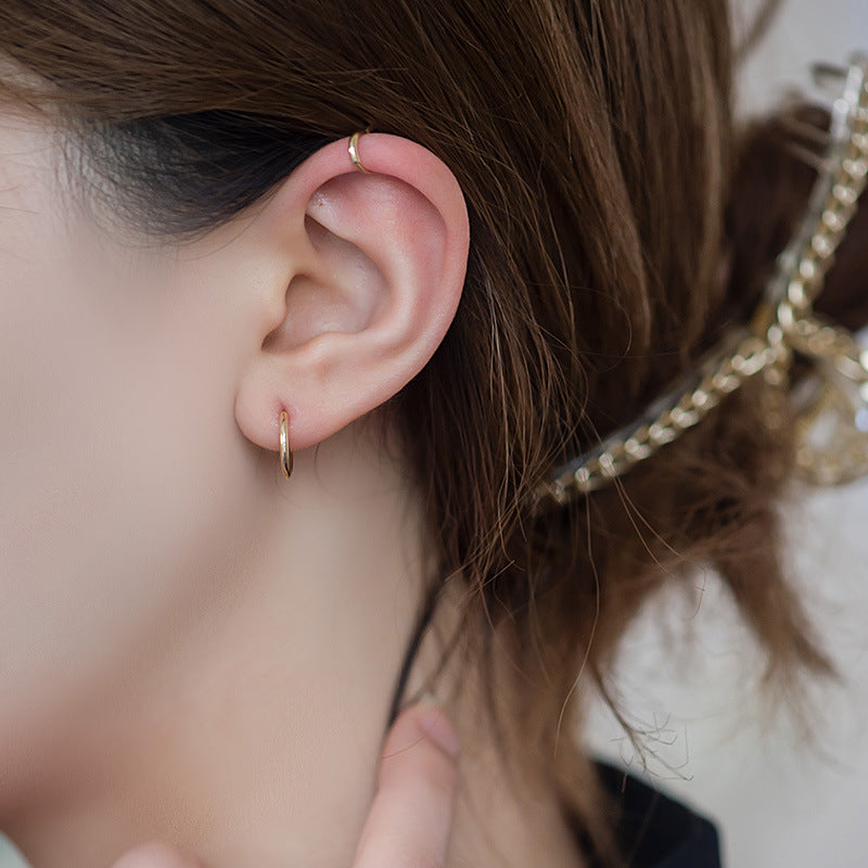 14K Solid Gold Minimalist Round Stud Earring – Hypoallergenic Daily Wear (Single)