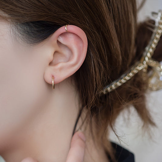 14K Solid Gold Minimalist Round Stud Earring – Hypoallergenic Daily Wear (Single)