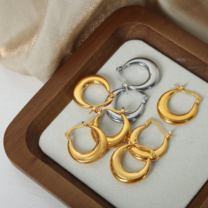 Stainless Steel Geometric U-Shaped Hoop Earrings – Minimalist Polished Titanium Steel Earrings for Women | WANTI Fashion Jewelry