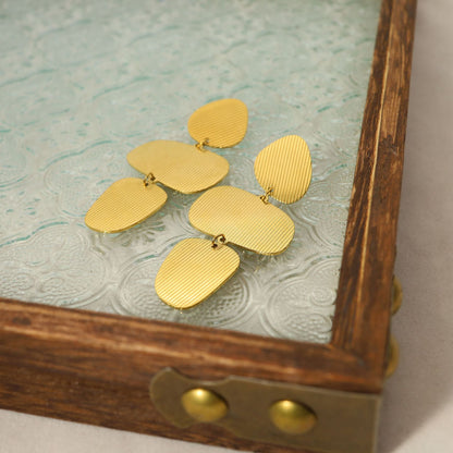 Irregular Geometric Textured Drop Earrings – Stainless Steel Modern Minimalist  Earrings