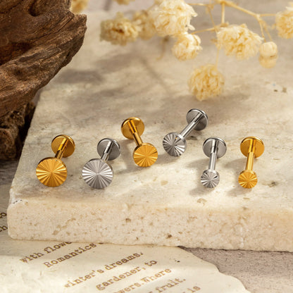 ASTM F136 Titanium Sun Threadless Labret Stud – Push Pin Flat Back Cartilage & Lip Piercing