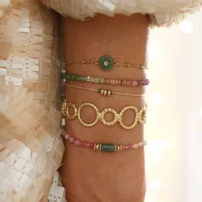 Stainless Steel Beaded Bracelet with Turquoise & Crystal – Minimalist Colorful Jewelry for Women | WANTI Jewelry