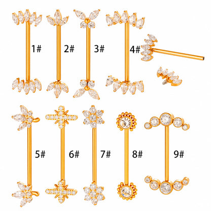 G23 Titanium Nipple Ring with CZ Gem | F136 Implant Grade Barbell Piercing Jewelry