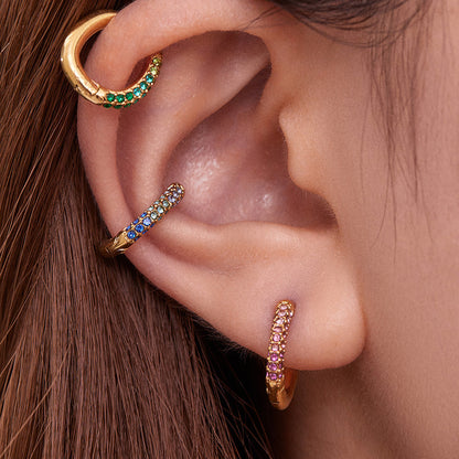 Luxury Minimalist Geometric Hoop Earrings with Micro Inlay Cubic Zirconia | Fashion Jewelry Set