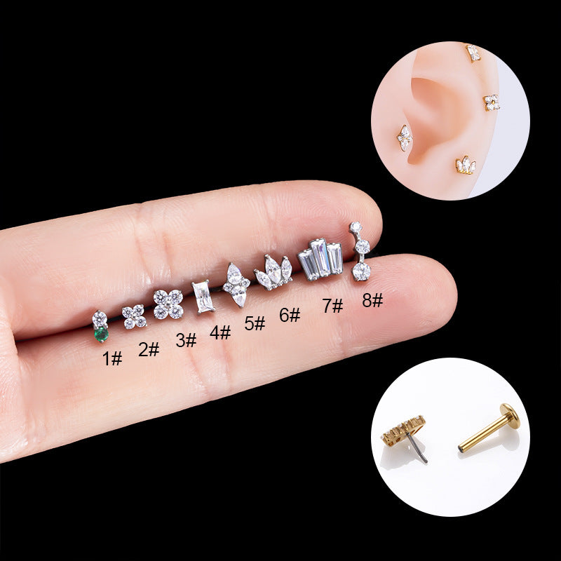 Titanium Zircon Piercing Stud – Hypoallergenic & Minimalist Jewelry