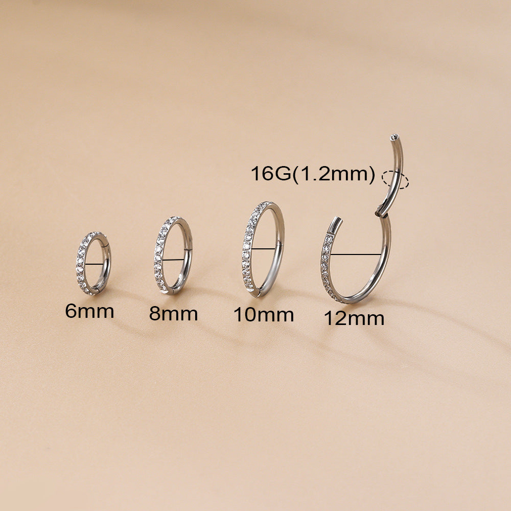 Titanium CZ Hinged Segment Ring Nose Hoop Ear Cartilage Clicker ASTM F136 16G Piercing Jewelry
