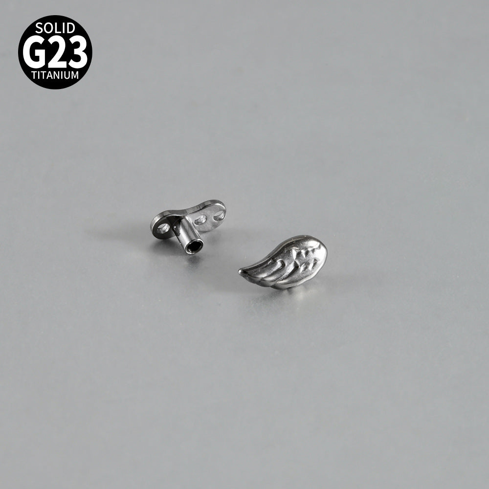 ASTM F136 Titanium Angel Wing Dermal Top – Internally Threaded Micro Dermal Anchor Jewelry for Collarbone & Surface Piercing