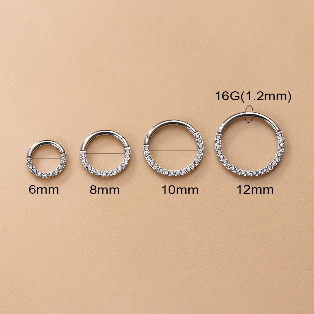 Implant Grade ASTM F136 Titanium CZ Hinged Segment Ring Nose Hoop Ear Cartilage Clicker Piercing Jewelry 16G