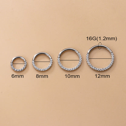 Implant Grade ASTM F136 Titanium CZ Hinged Segment Ring Nose Hoop Ear Cartilage Clicker Piercing Jewelry 16G