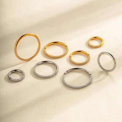 G23/F136 Titanium 1.3mm Closed Hoop with Cubic Zirconia | Nose & Ear Piercing Jewelry
