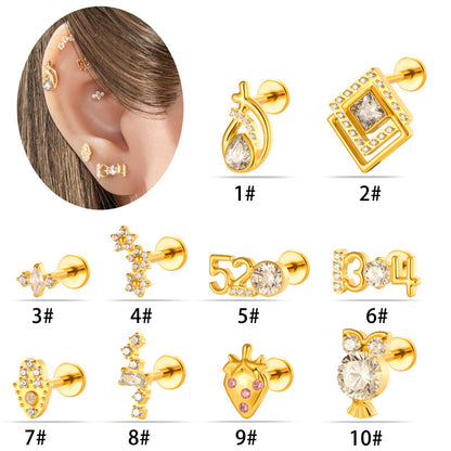 G23 F136 Titanium Geometric Flat Back Labret Stud – Internal Thread Cartilage & Lip Piercing