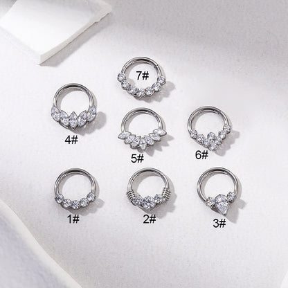 G23/F136 Titanium Zircon Piercing Hoop | 16G x 8mm, Hypoallergenic Closed Hoop for Nose & Ear Cartilage