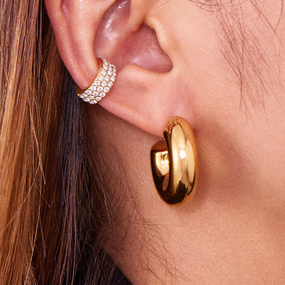 Hollow Smooth C-Shaped Hoop Earrings – Minimalist Stainless Steel Polished Statement Jewelry | WANTI Jewelry