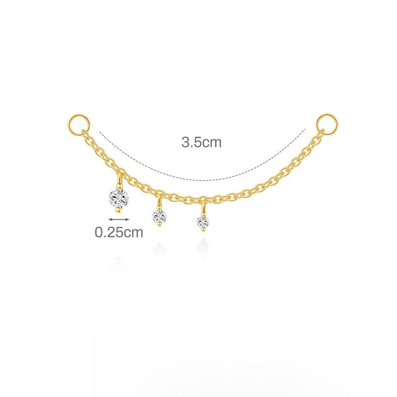 ASTM F136 Moissanite Tassel Pendant Cartilage Chain Piercing Earrings accessories