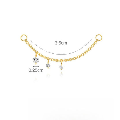 ASTM F136 Moissanite Tassel Pendant Cartilage Chain Piercing Earrings accessories