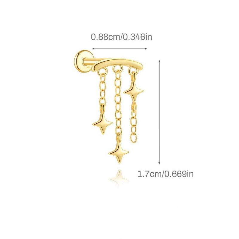 ASTM F136 Zircon classic tassel chain hidden cartilage piercing earrings