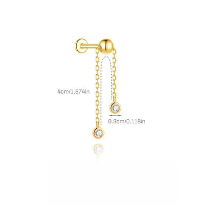 ASTM F136 Zircon classic tassel chain hidden cartilage piercing earrings
