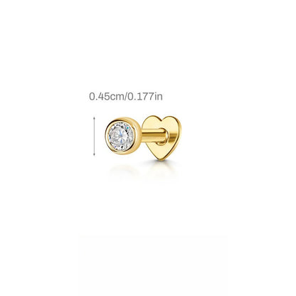 ASTM F136 Multi-Layer pendant zircon heart shape flatback ear Piercing Earring stud