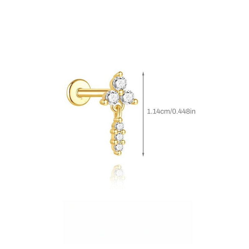 ASTM F136 Flower/ Woodpecker/Fish/Butterfly Flatback Cartilage Piercing Earrings