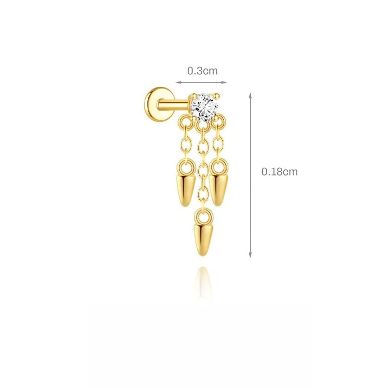 ASTM F136 Tassel Star  Moon Zircon Flat back threadless Cartilage Piercing Earring
