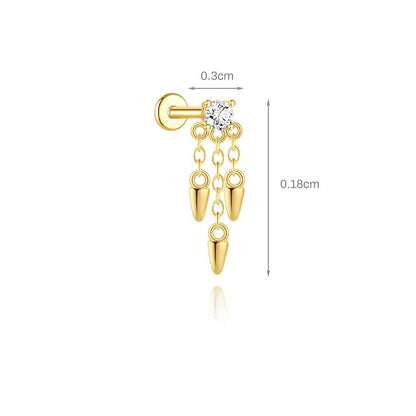 ASTM F136 Tassel Star  Moon Zircon Flat back threadless Cartilage Piercing Earring
