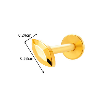G23/F136 Titanium Piercing with Zircon Pendant Chain – Threaded Flat-Top Lip & Cartilage Piercing Earring Jewelry