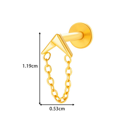 G23/F136 Titanium Piercing with Zircon Pendant Chain – Threaded Flat-Top Lip & Cartilage Piercing Earring Jewelry