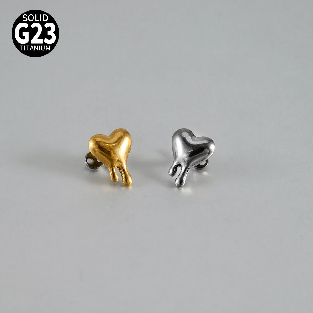 ASTM F136 Titanium Liquid Heart Dermal Anchor Implant – Melted Heart Skin Implant Piercing Jewelry