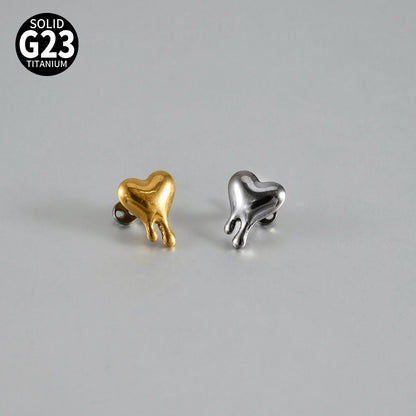 ASTM F136 Titanium Liquid Heart Dermal Anchor Implant – Melted Heart Skin Implant Piercing Jewelry