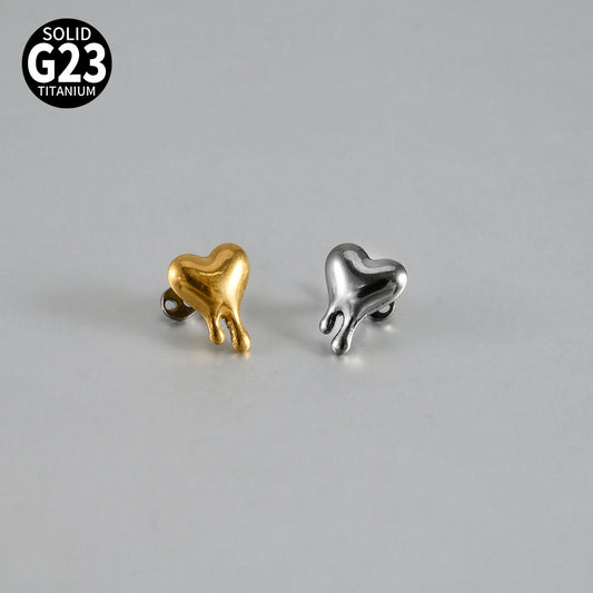 ASTM F136 Titanium Liquid Heart Dermal Anchor Implant – Melted Heart Skin Implant Piercing Jewelry