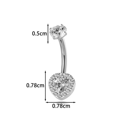 Titanium CZ Heart Navel Ring – G23/F136 Belly Button Piercing