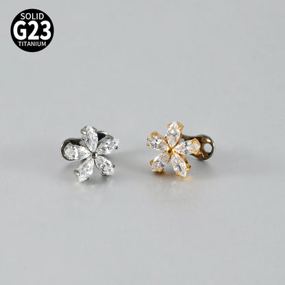 Five Marquise CZ Flower Microdermal – ASTM F136 Titanium Surface Implant Jewelry
