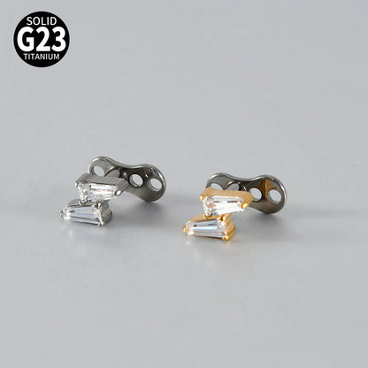 ASTM F136 Titanium Lightning Dermal Anchor – Trapezoid CZ Minimal Skin Implant Jewelry