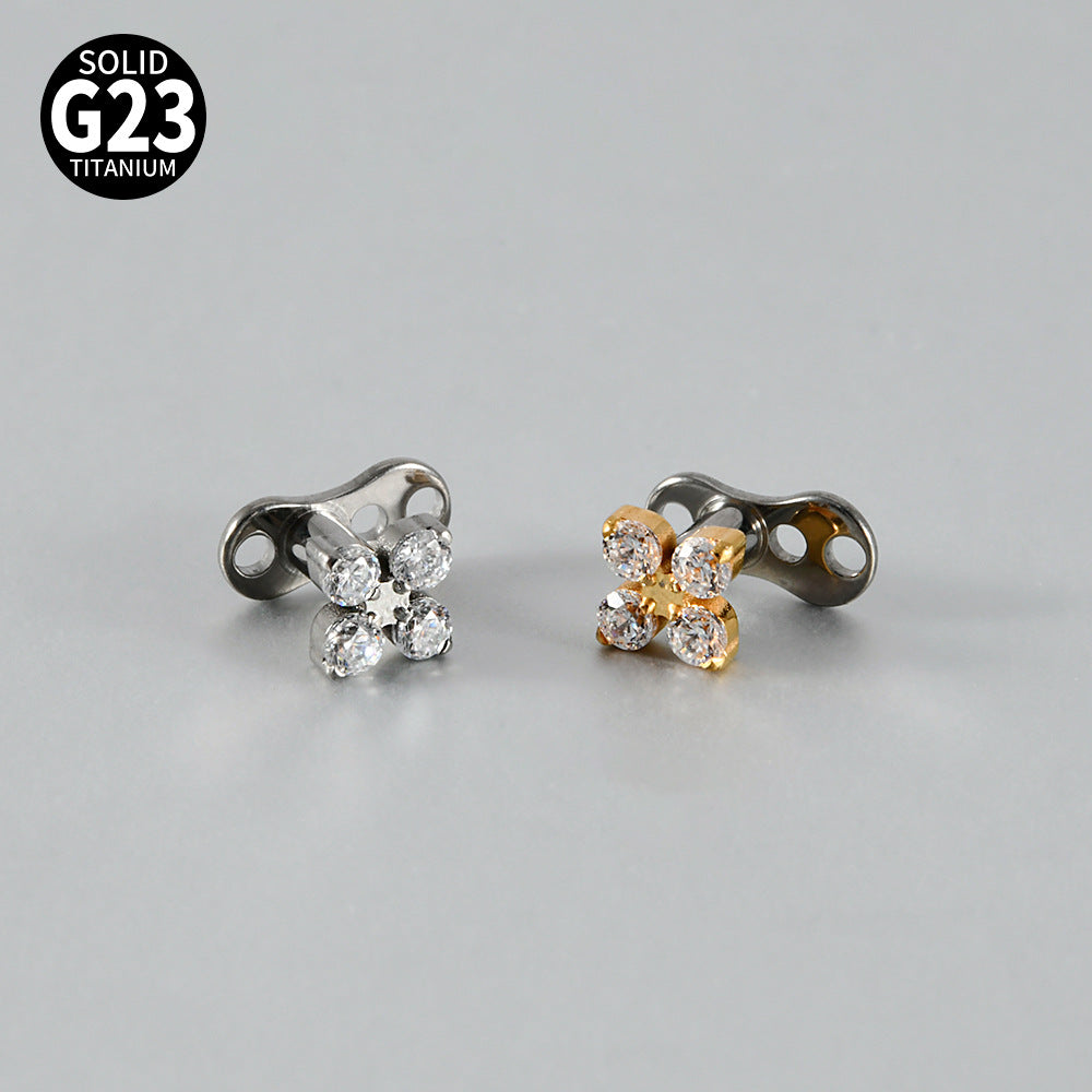 ASTM F136 Titanium Marquise Crown Microdermal – Elegant Collarbone & Chest Surface Implant Jewelry
