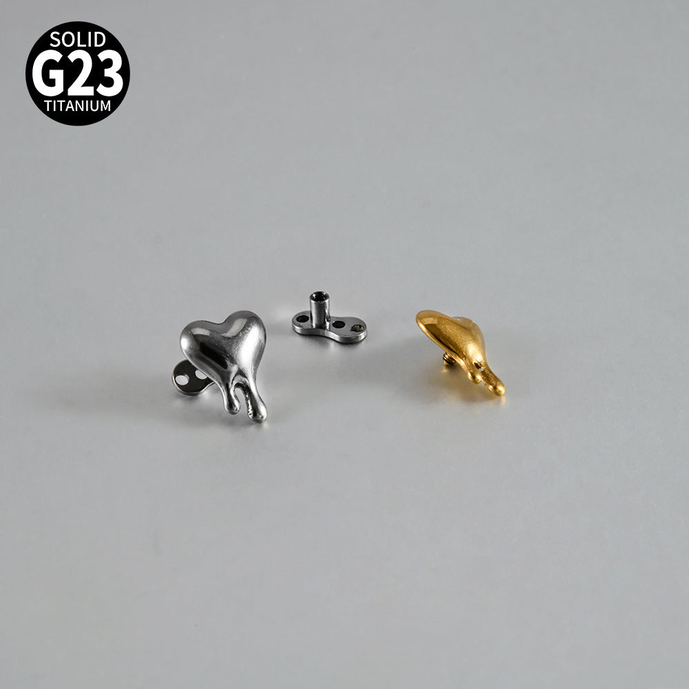 ASTM F136 Titanium Liquid Heart Dermal Anchor Implant – Melted Heart Skin Implant Piercing Jewelry