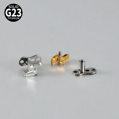 ASTM F136 Titanium Lightning Dermal Anchor – Trapezoid CZ Minimal Skin Implant Jewelry