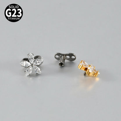 Five Marquise CZ Flower Microdermal – ASTM F136 Titanium Surface Implant Jewelry