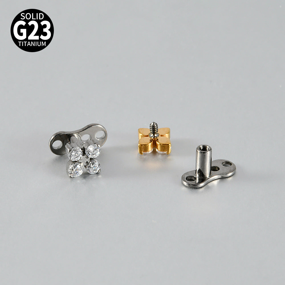 ASTM F136 Titanium Marquise Crown Microdermal – Elegant Collarbone & Chest Surface Implant Jewelry