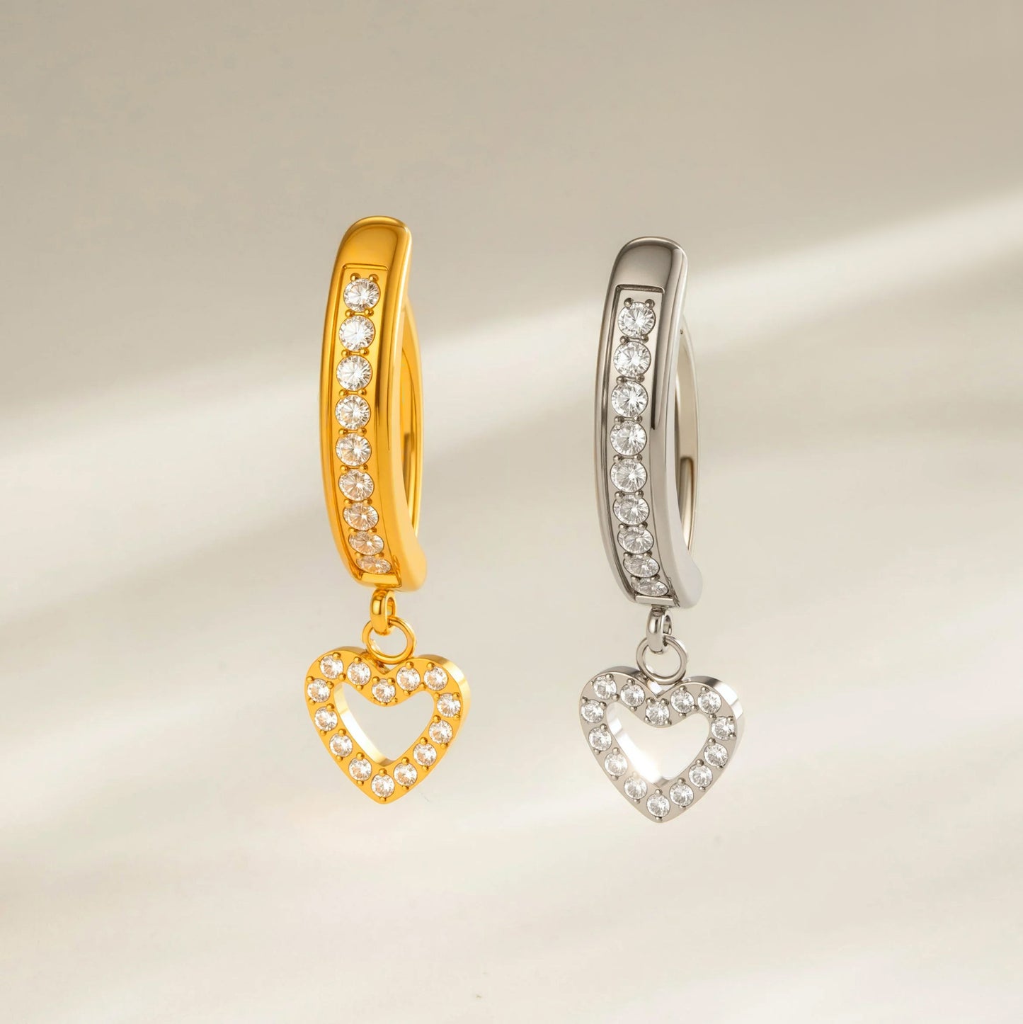 G23/F136 Titanium Hollow Heart Belly Button Ring with Zircon Pendant | Navel Piercing Jewelry