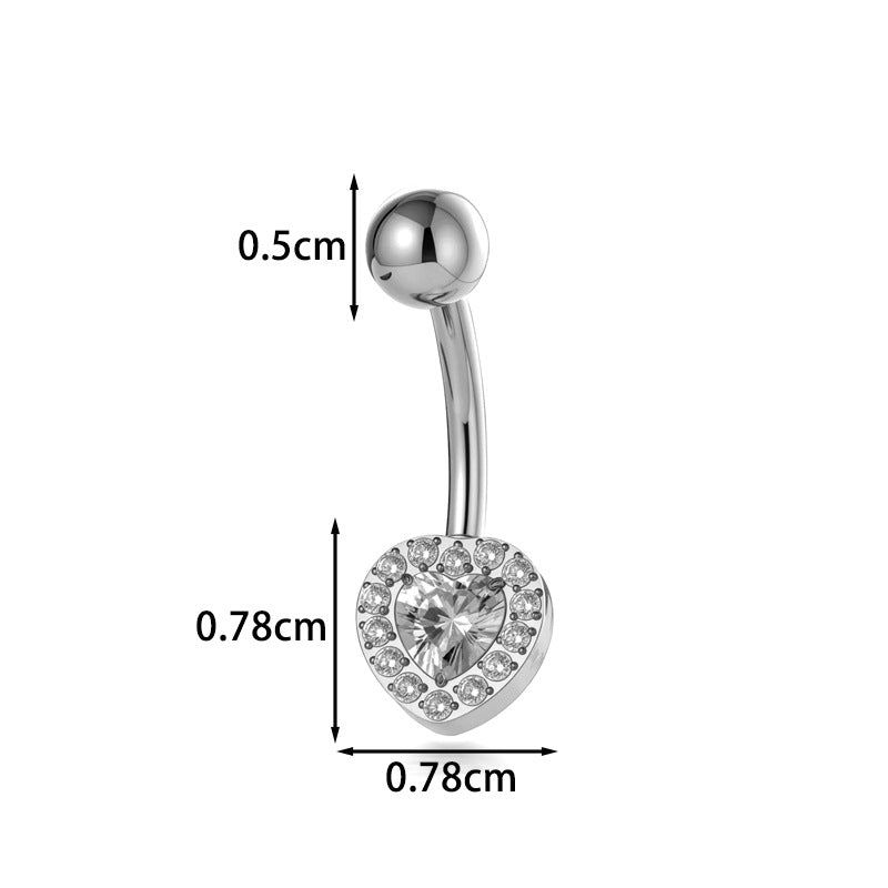 Titanium CZ Heart Navel Ring – G23/F136 Belly Button Piercing