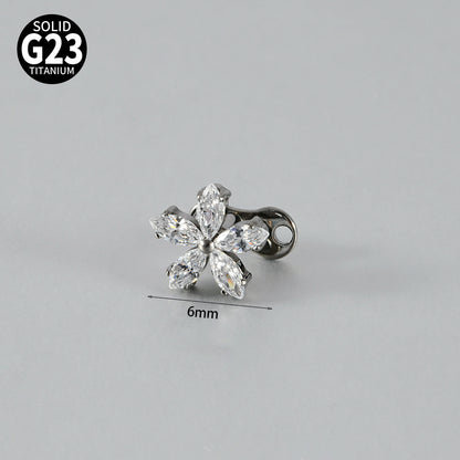 Five Marquise CZ Flower Microdermal – ASTM F136 Titanium Surface Implant Jewelry