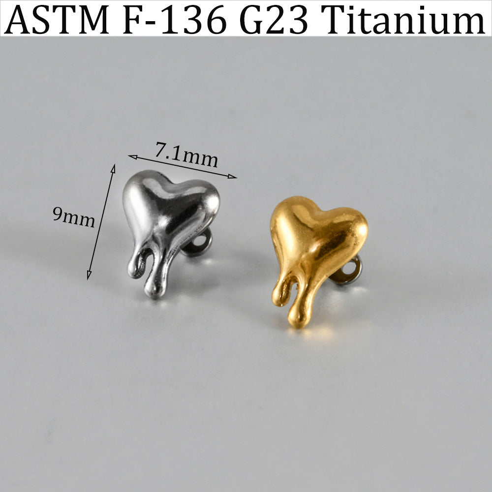 ASTM F136 Titanium Liquid Heart Dermal Anchor Implant – Melted Heart Skin Implant Piercing Jewelry