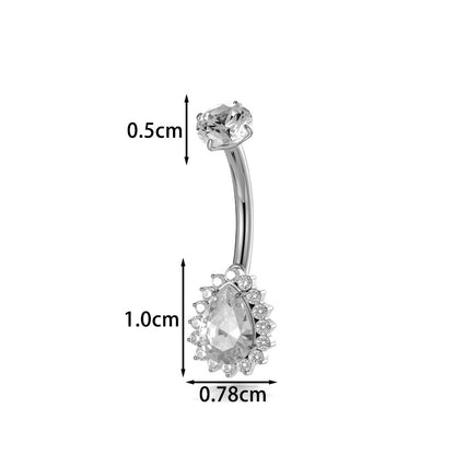 Titanium CZ Heart Navel Ring – G23/F136 Belly Button Piercing