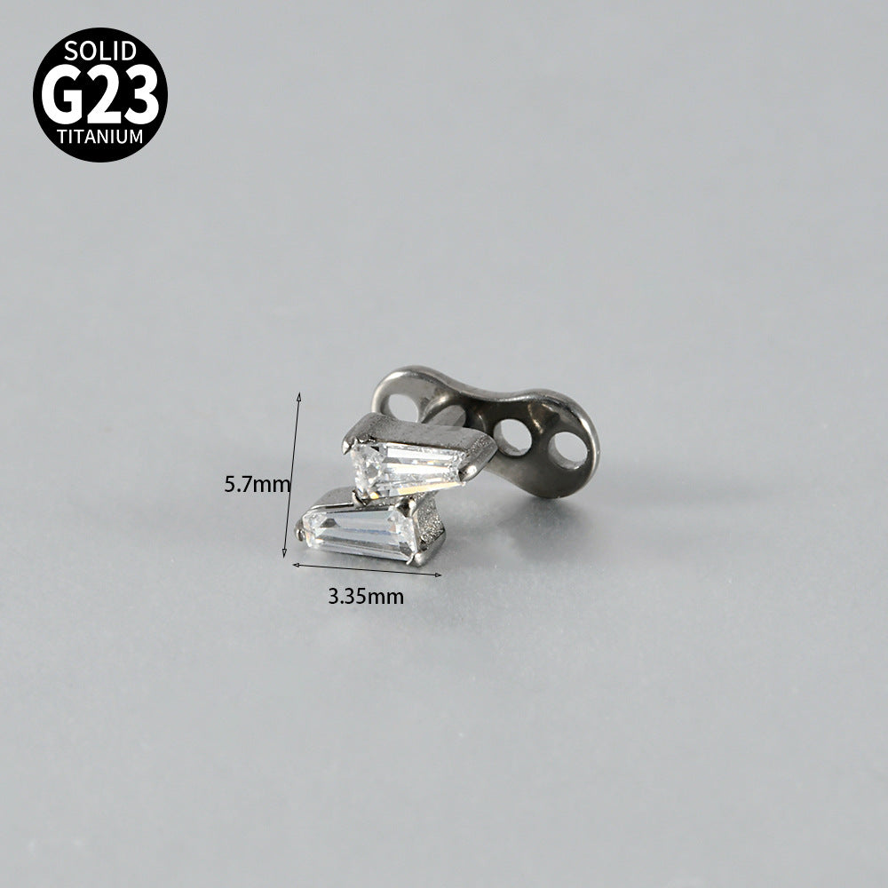 ASTM F136 Titanium Lightning Dermal Anchor – Trapezoid CZ Minimal Skin Implant Jewelry