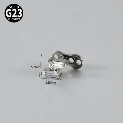 ASTM F136 Titanium Lightning Dermal Anchor – Trapezoid CZ Minimal Skin Implant Jewelry