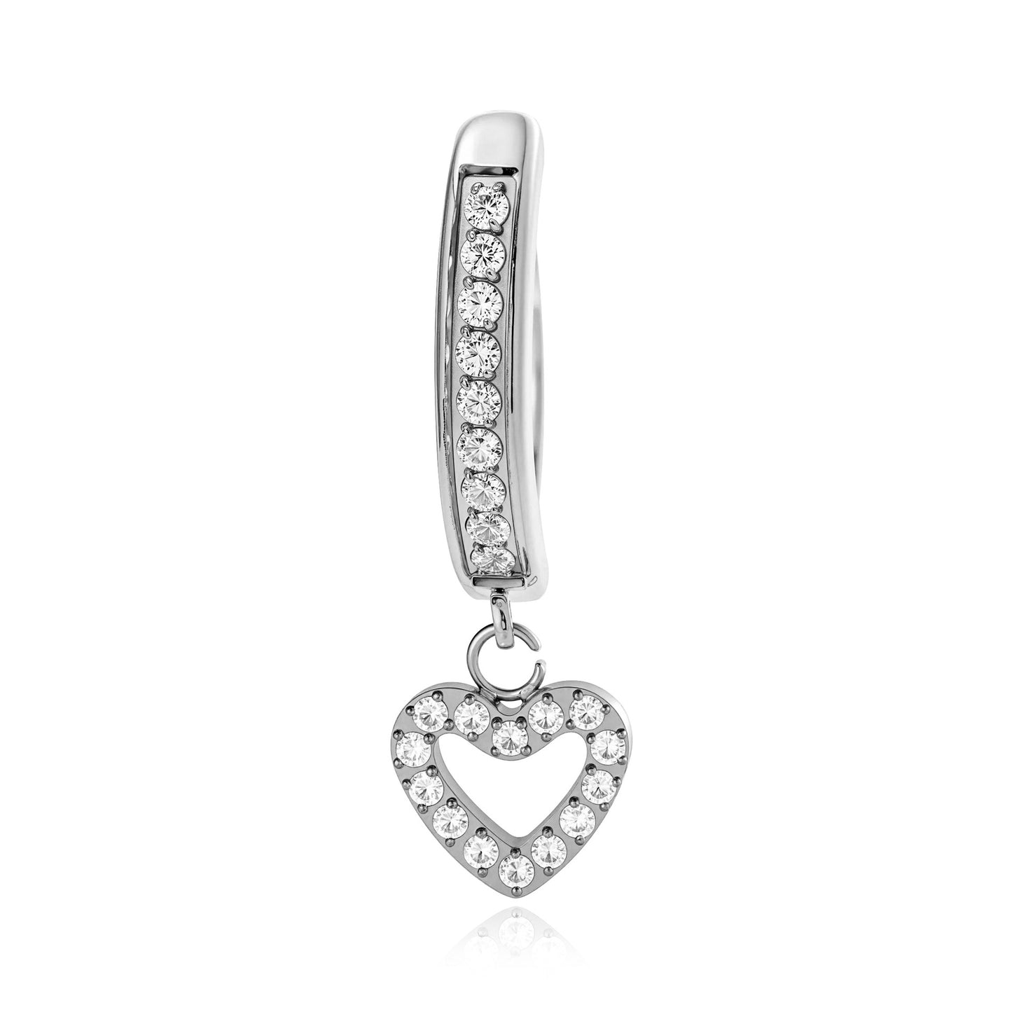 G23/F136 Titanium Hollow Heart Belly Button Ring with Zircon Pendant | Navel Piercing Jewelry