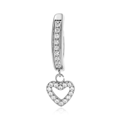 G23/F136 Titanium Hollow Heart Belly Button Ring with Zircon Pendant | Navel Piercing Jewelry