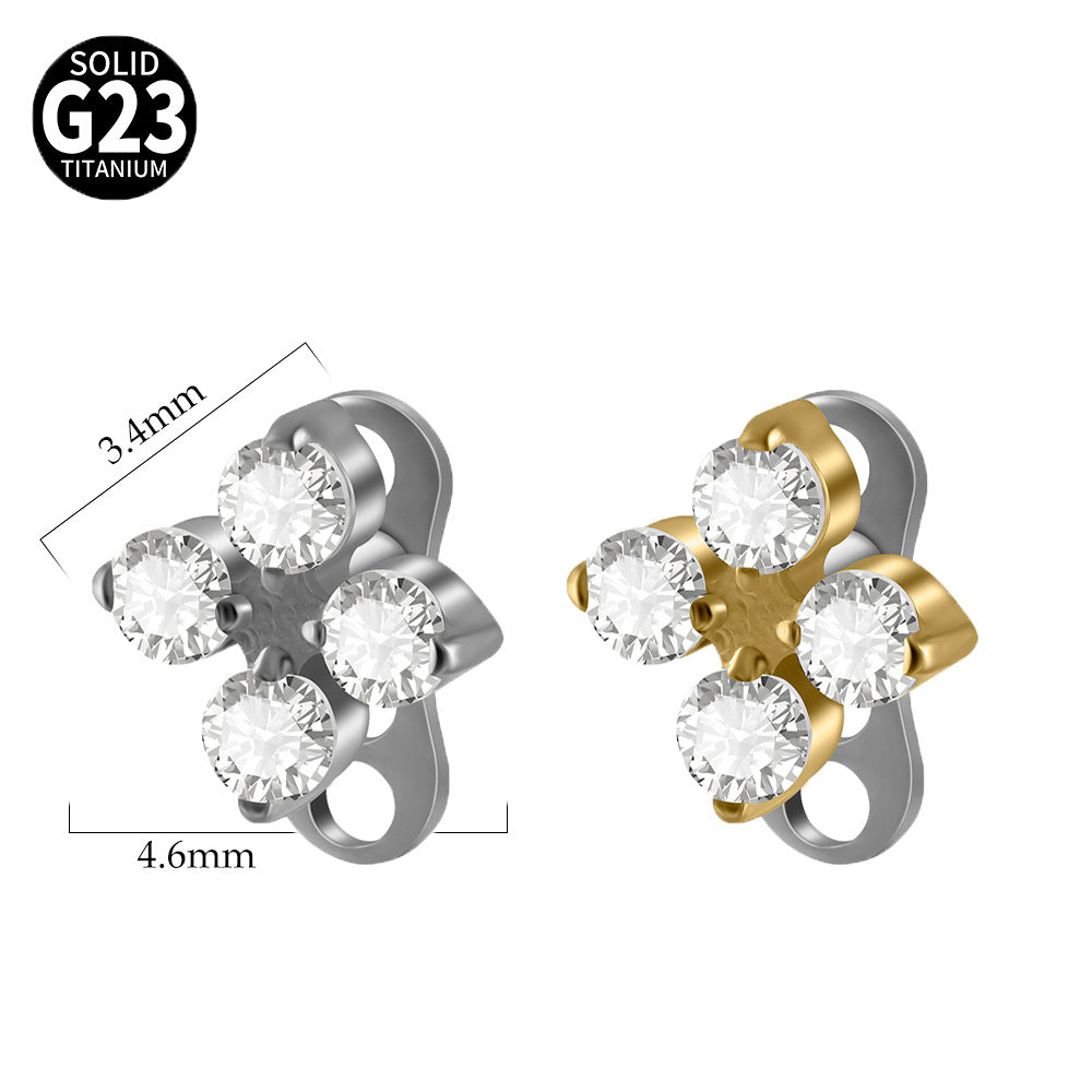 ASTM F136 Titanium Marquise Crown Microdermal – Elegant Collarbone & Chest Surface Implant Jewelry