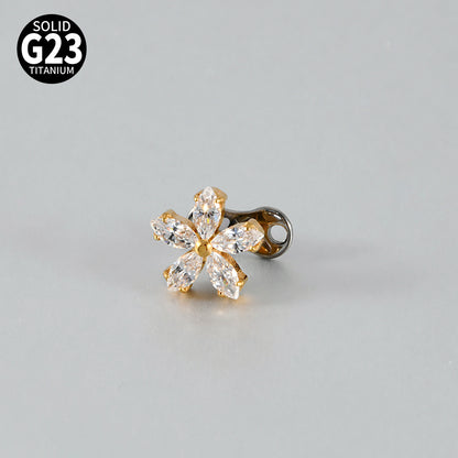 Five Marquise CZ Flower Microdermal – ASTM F136 Titanium Surface Implant Jewelry